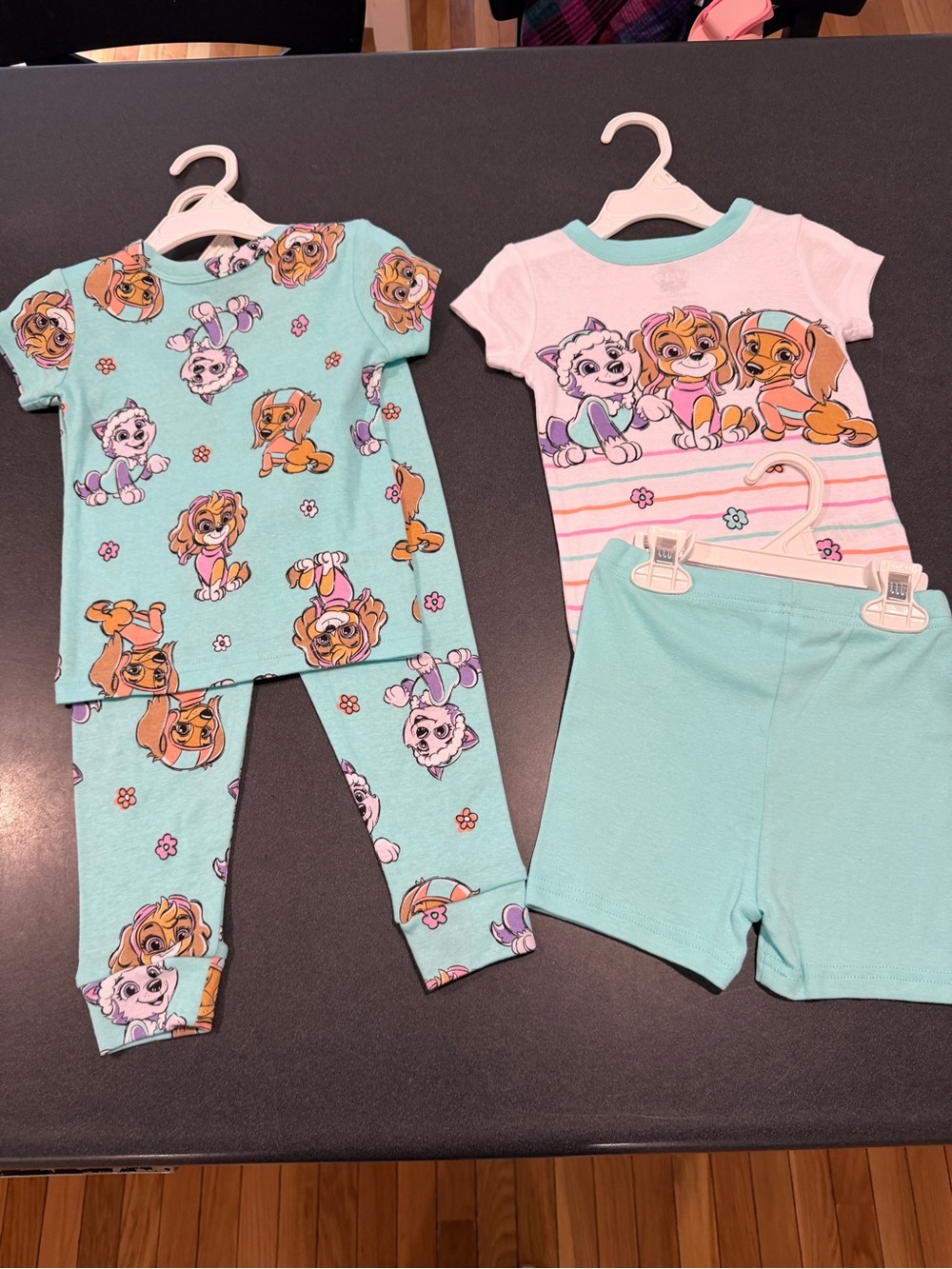 NWT Paw Patrol Girls Aqua Character Pajama Set with Shorts